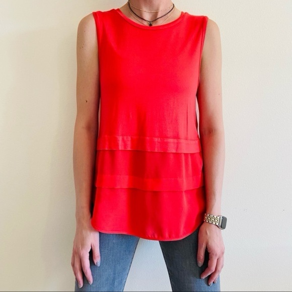 Michael Kors large red layered tank sleeveless top - Picture 1 of 11